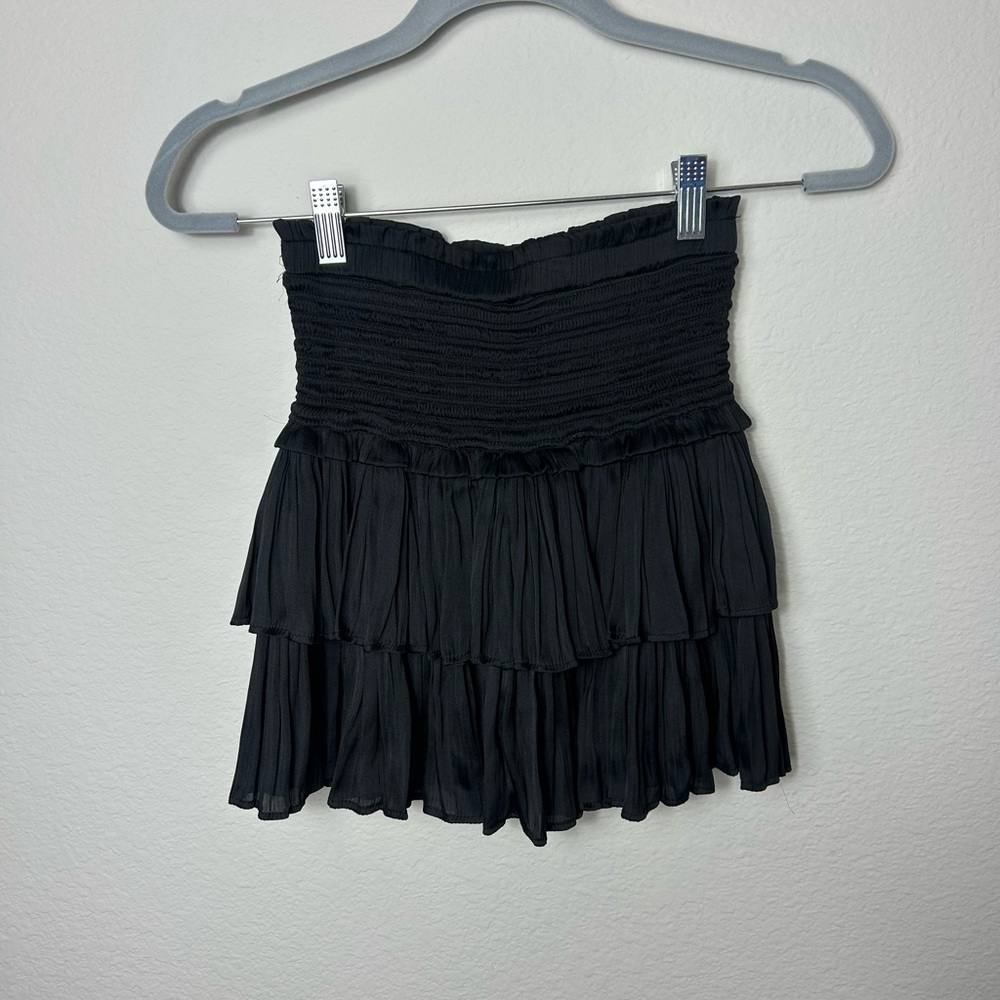 Reset Elegant Black Tiered Mini Skirt